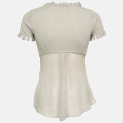 Emporio Armani Grey Wool Knit Embellished Top S