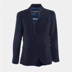 Pre Owned Emporio Armani Navy Blue Crepe Button Front Blazer L 
