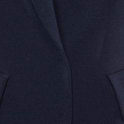 Pre Owned Emporio Armani Navy Blue Crepe Button Front Blazer L 