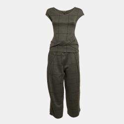 Emporio Armani Grey Checks Cotton Top and Pants Set S