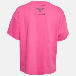 Emporio Armani Pink Mesh Pocket Detail Cotton T-Shirt M
