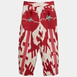 Emporio Armani Red Patterned Pleated Wide Leg Trousers S