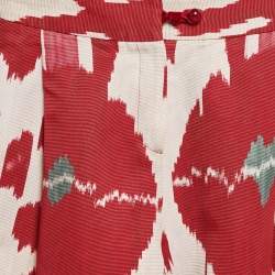 Emporio Armani Red Patterned Pleated Wide Leg Trousers S