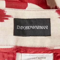 Emporio Armani Red Patterned Pleated Wide Leg Trousers S