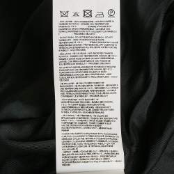 Emporio Armani Black Stripe Wool Blend Double Breasted Mid-Length Coat XL