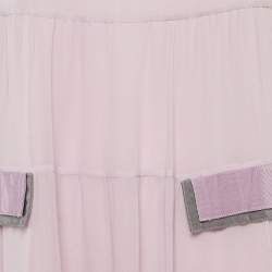 Pre Owned Emporio Armani Lavender Silk Tiered Midi Dress S