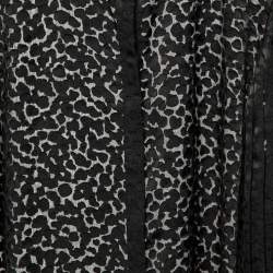 Pre Owned Emporio Armani Black Devore Pleated Sleeve Top XL