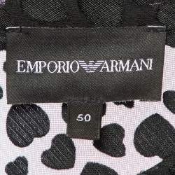 Pre Owned Emporio Armani Black Devore Pleated Sleeve Top XL