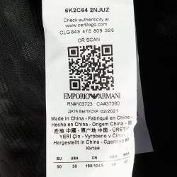 Pre Owned Emporio Armani Black Devore Pleated Sleeve Top XL