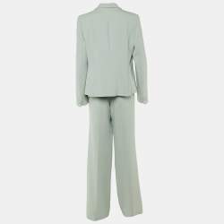 Pre Owned Emporio Armani Pale Blue Crepe Pant Suit L