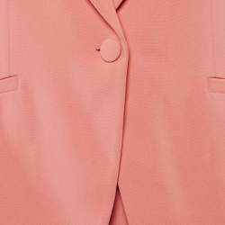 Pre Owned Emporio Armani Pink/White Crepe Top & Suit Set L