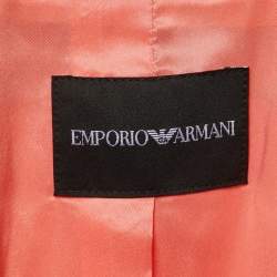 Pre Owned Emporio Armani Pink/White Crepe Top & Suit Set L