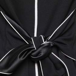 Pre Owned Emporio Armani Black Knit Tie Front Zip Up Jacket XL