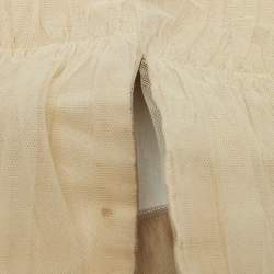 Pre Owned Emporio Armani Beige Tulle Pleated Bandeau Top S