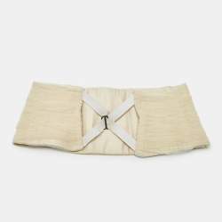 Pre Owned Emporio Armani Beige Tulle Pleated Bandeau Top S