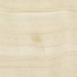 Pre Owned Emporio Armani Beige Tulle Pleated Bandeau Top S