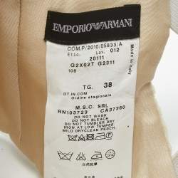 Pre Owned Emporio Armani Beige Tulle Pleated Bandeau Top S