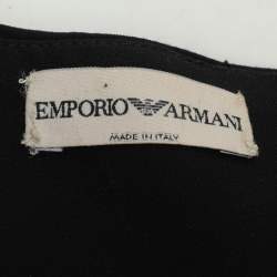 Pre Owned Emporio Armani Black Creep Strapless Maxi Dress S