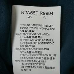 Pre Owned Emporio Armani Navy Blue Silk Waist Ruffle Trim Sleeveless Maxi Dress M 