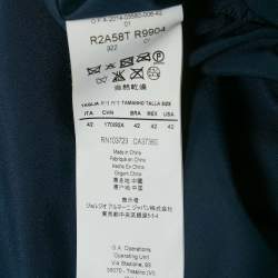 Pre Owned Emporio Armani Navy Blue Silk Waist Ruffle Trim Sleeveless Maxi Dress M 