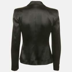 Pre Owned Emporio Armani Black Satin Crossover Blazer M
