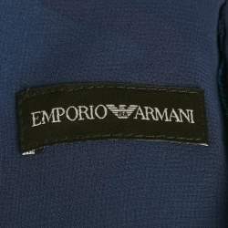 Pre Owned Emporio Armani Blue Printed Organza Top S