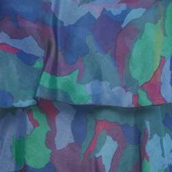 Pre Owned Emporio Armani Blue Printed Organza Top S