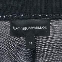 Pre Owned Emporio Armani Navy Navy Cotton Knit Buttoned Top M