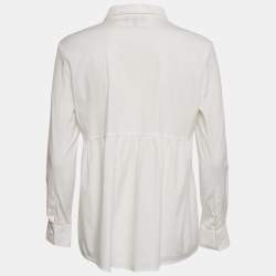 Pre Owned Emporio Armani White Logo Applique Cotton Full Sleeve Shirt M