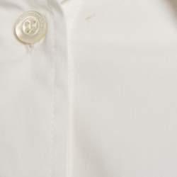 Pre Owned Emporio Armani White Logo Applique Cotton Full Sleeve Shirt M