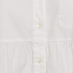 Pre Owned Emporio Armani White Logo Applique Cotton Full Sleeve Shirt M