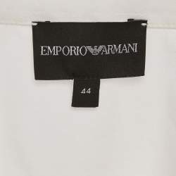 Pre Owned Emporio Armani White Logo Applique Cotton Full Sleeve Shirt M