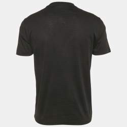 Pre Owned Emporio Armani Black Stripe Knit Short Sleeve T-Shirt S