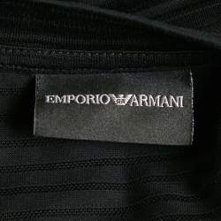 Pre Owned Emporio Armani Black Stripe Knit Short Sleeve T-Shirt S