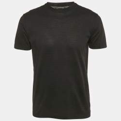 Pre Owned Emporio Armani Black Stripe Knit Short Sleeve T-Shirt S