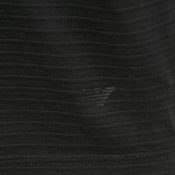 Pre Owned Emporio Armani Black Stripe Knit Short Sleeve T-Shirt S