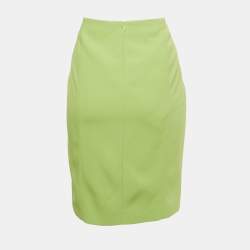 Pre Owned Emporio Armani Green Crepe Pencil Skirt M