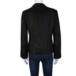 Pre Owned Emporio Armani Black Linen Blazer M