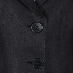 Pre Owned Emporio Armani Black Linen Blazer M