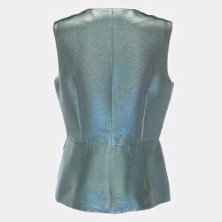 Pre Owned Emporio Armani Metallic Green Lurex Sleeveless Blazer L