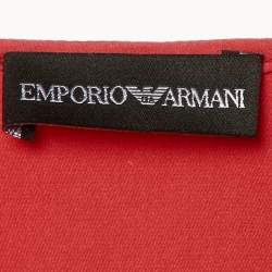 Pre Owned Emporio Armani Coral Red Crepe Button Front Top M