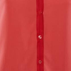 Pre Owned Emporio Armani Coral Red Crepe Button Front Top M