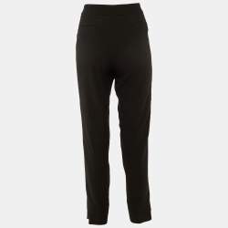 Pre Owned Emporio Armani Black Crepe Regular Fit Pants M