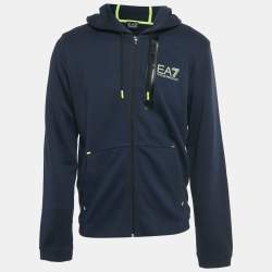 Pre Owned Emporio Armani Navy Blue Jersey Zip-Up Jacket XL 