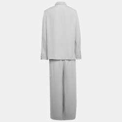 Pre Owned Emporio Armani Icon Grey Crepe Candy Top & Palazzo Trousers Set M  