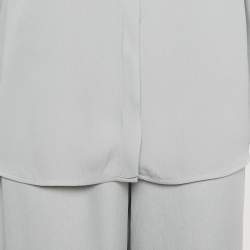 Pre Owned Emporio Armani Icon Grey Crepe Candy Top & Palazzo Trousers Set M  
