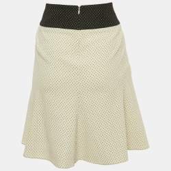 مملوكة مسبقًا تنورة إمبوريو أرماني منقطة بيضاء/سوداء كريب دراب مقاس صغير - سمول