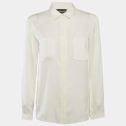 Pre Owned Emporio Armani Cream Silk Shirt S