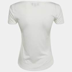 Pre Owned Emporio Armani White Backstage Print Cotton Crew Neck T-Shirt S
