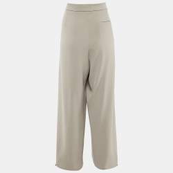 Pre Owned Emporio Armani Beige Crepe Adjustable Hem Trousers L 